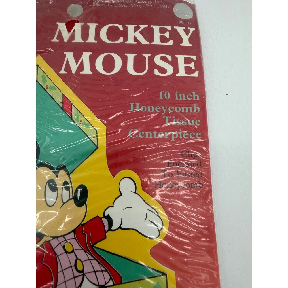 Disney Eureka Mickey Honeycomb Centerpiece Set of 3 Vintage Christmas Decor